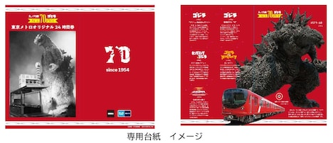 「丸ノ内線・ゴジラ70周年記念」東京メトロオリジナル24時間券 専用台紙のビジュアル