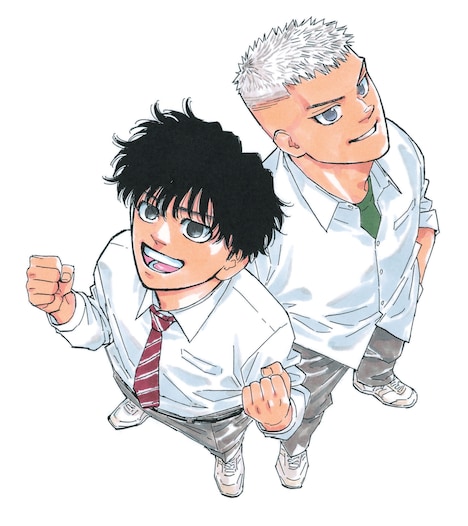 波切敦が描き下ろした「レッドブルー」ドラマ化お祝いイラスト