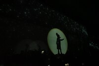 「ディズニー・コンテンツ・ショーケース2024」の冒頭、シルエットで浮かび上がったミッキーが魔法をかけると光の粒が光り輝いた