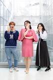 左から綿貫大介、柚木麻子、明日菜子
