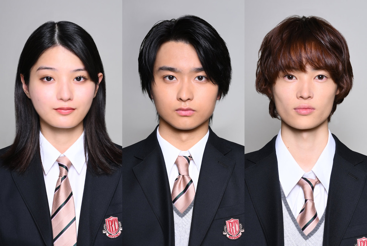 「御上先生」より、左から蒔田彩珠演じる富永蒼、奥平大兼演じる神崎拓斗、窪塚愛流演じる次元賢太