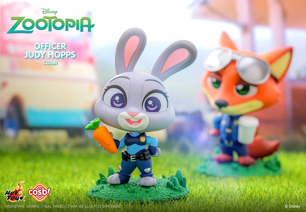 【コスビ】ディズニー・コレクション「ズートピア」より、ジュディ・ホップス（手前）とニック・ワイルド（警察官）（奥）