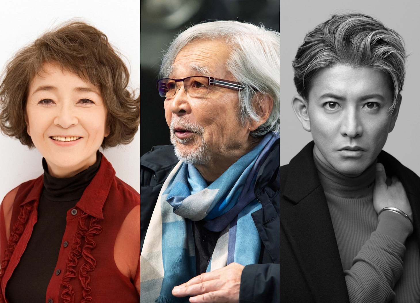 左から倍賞千恵子、山田洋次、木村拓哉