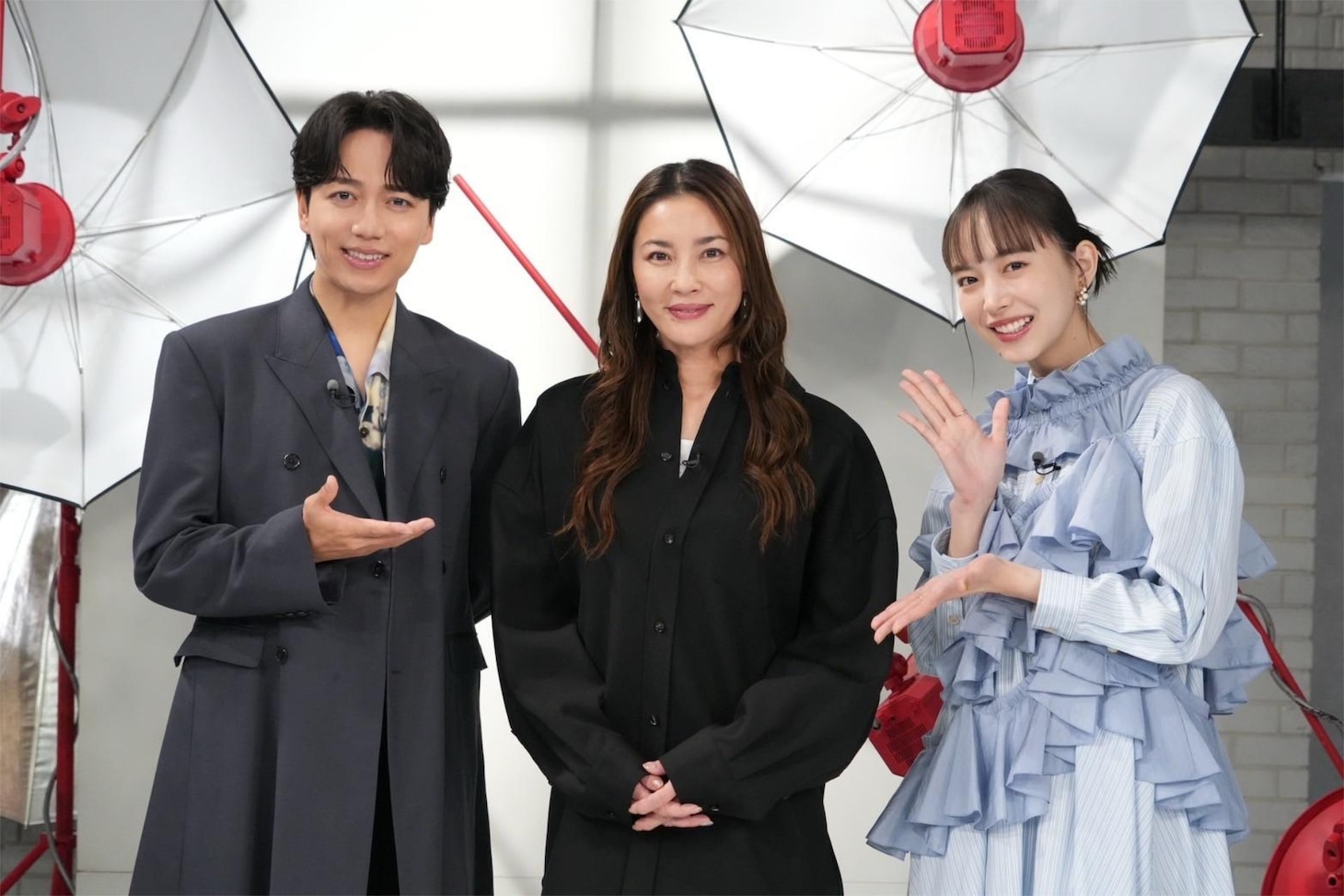 「おしゃれクリップ」に出演した山崎育三郎（左）、瀬戸朝香（中央）、井桁弘恵（右）
