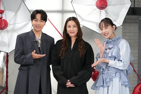 「おしゃれクリップ」に出演した山崎育三郎（左）、瀬戸朝香（中央）、井桁弘恵（右）