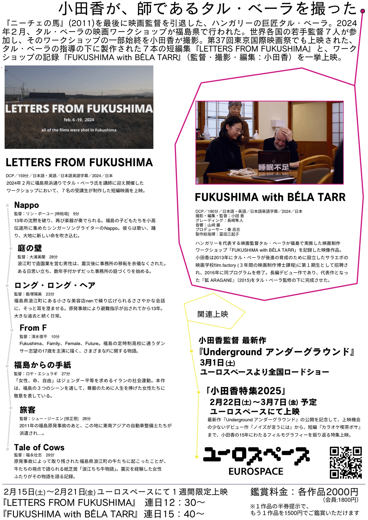 「LETTERS FROM FUKUSHIMA」「FUKUSHIMA with BÉLA TARR」チラシビジュアル 裏面