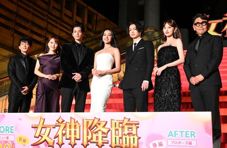 左から津田健次郎、菅井友香、渡邊圭祐、Koki,、綱啓永、鈴木えみ、星野和成