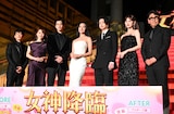 左から津田健次郎、菅井友香、渡邊圭祐、Koki,、綱啓永、鈴木えみ、星野和成