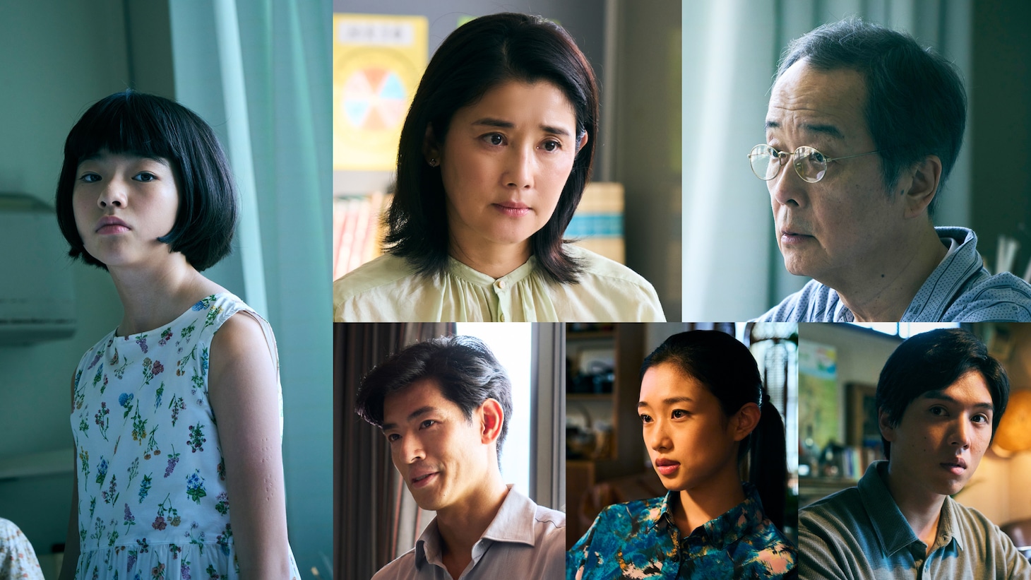 左から時計回りに鈴木唯、石田ひかり、リリー・フランキー、坂東龍汰、河合優実、中島歩