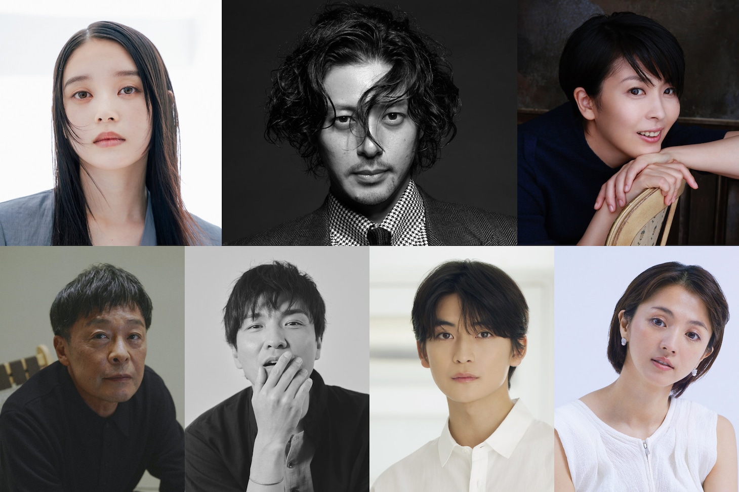 映画「夏の砂の上」出演者。上段左から高石あかり、オダギリジョー、松たか子。下段左から光石研、森山直太朗、高橋文哉、満島ひかり。