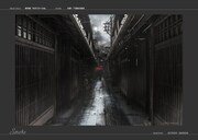 原田満生による美術プラン画像。京都・中也の下宿前の路地