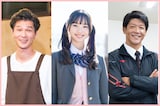 左から芝大輔（モグライダー）、松本麗世、駿河太郎