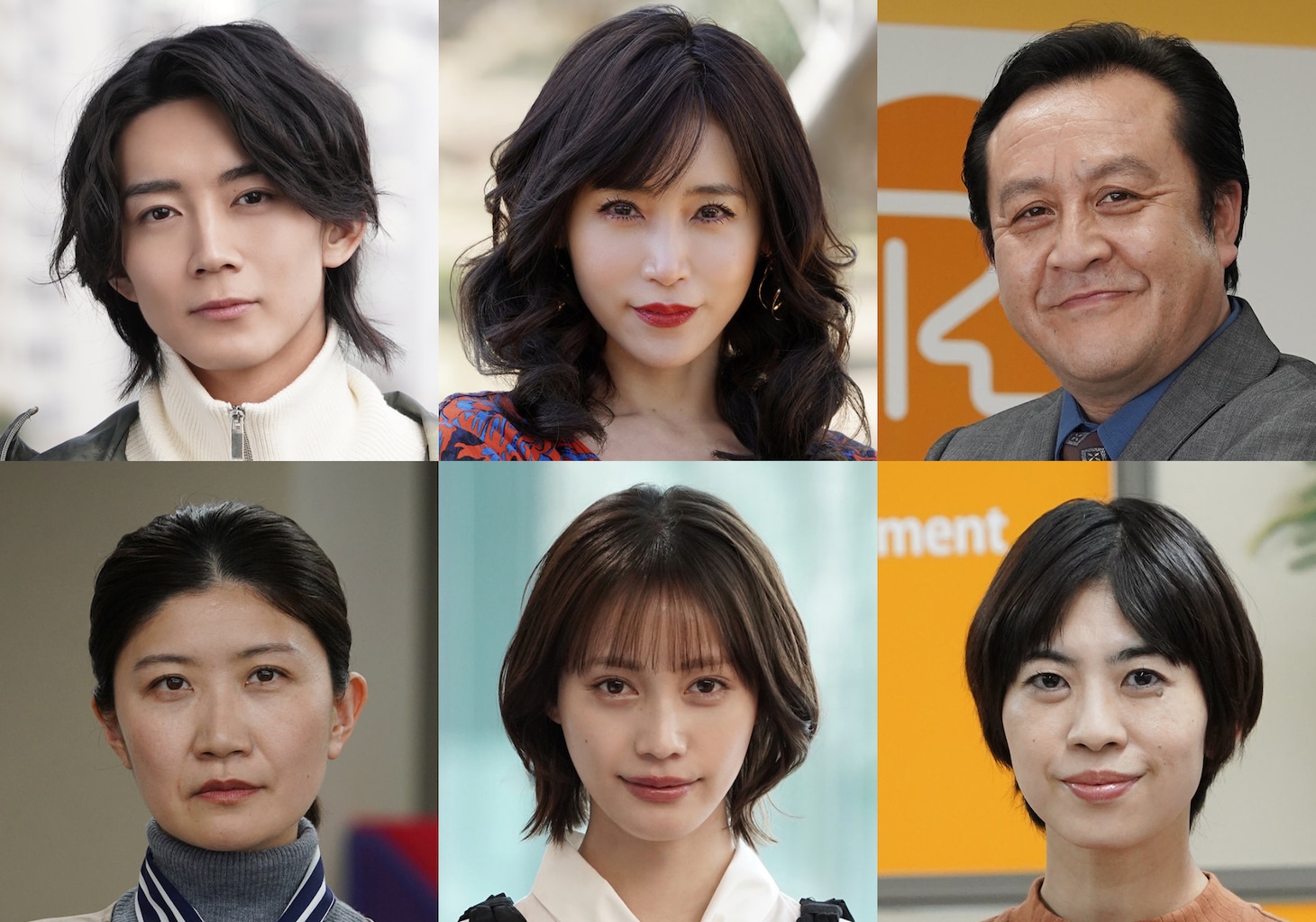 上段左から長妻怜央、山口紗弥加、岩谷健司。下段左から異儀田夏葉、中村ゆりか、桜まゆみ