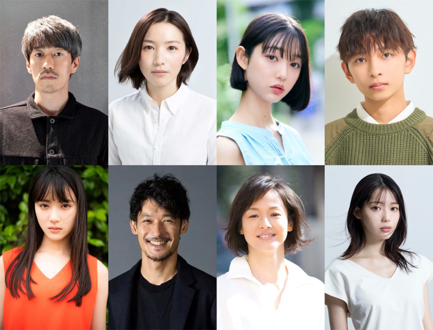 「彼女がそれも愛と呼ぶなら」新キャスト。上段左から夙川アトム、徳永えり、小宮山莉渚、竹野世梛。下段左から並木彩華、淵上泰史、黒沢あすか、中村里帆