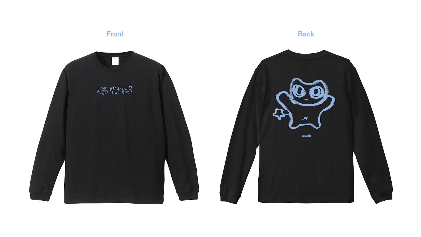木下百花の描き下ろしイラストを使用した特製ロングTシャツ（黒）