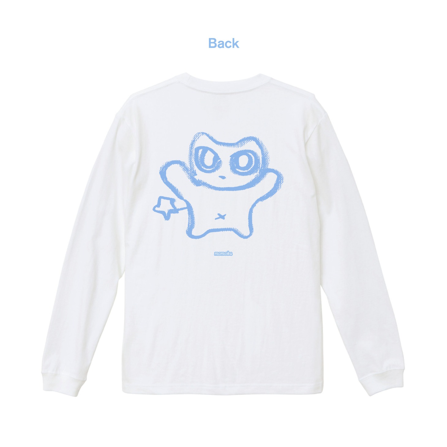 木下百花の描き下ろしイラストを使用した特製ロングTシャツ（白 / 後面）