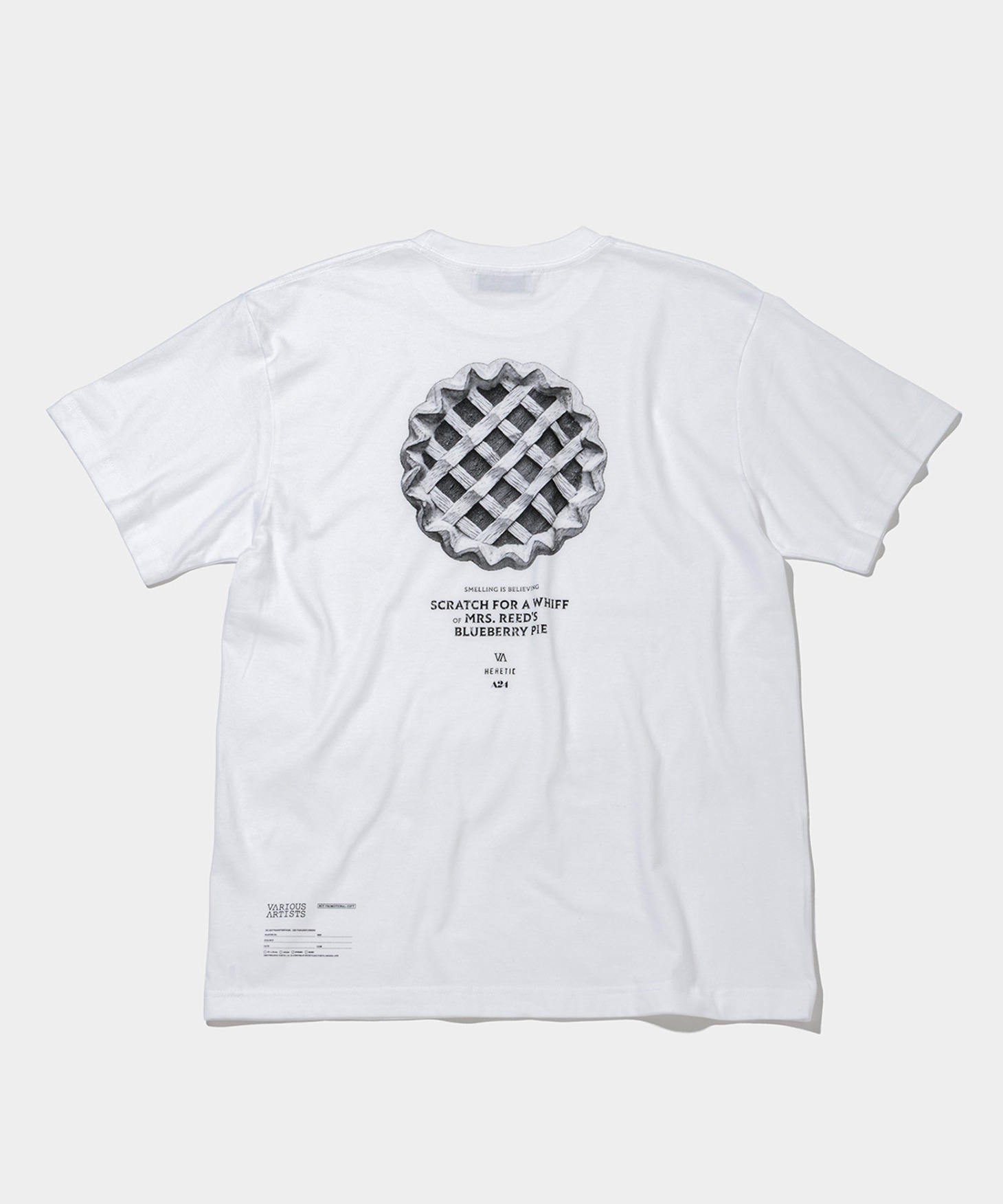 「A24 HERETIC BLUEBERRY PIE TEE」裏面（白）