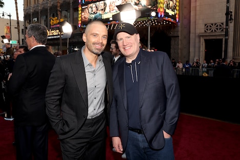 左からセバスチャン・スタン、製作総指揮を務めるケヴィン・ファイギ ©Jesse Grant