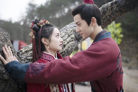 左からホアン・イー（黄羿）演じる柳卿卿、ワン・ホンイー（王弘毅）演じる左経綸