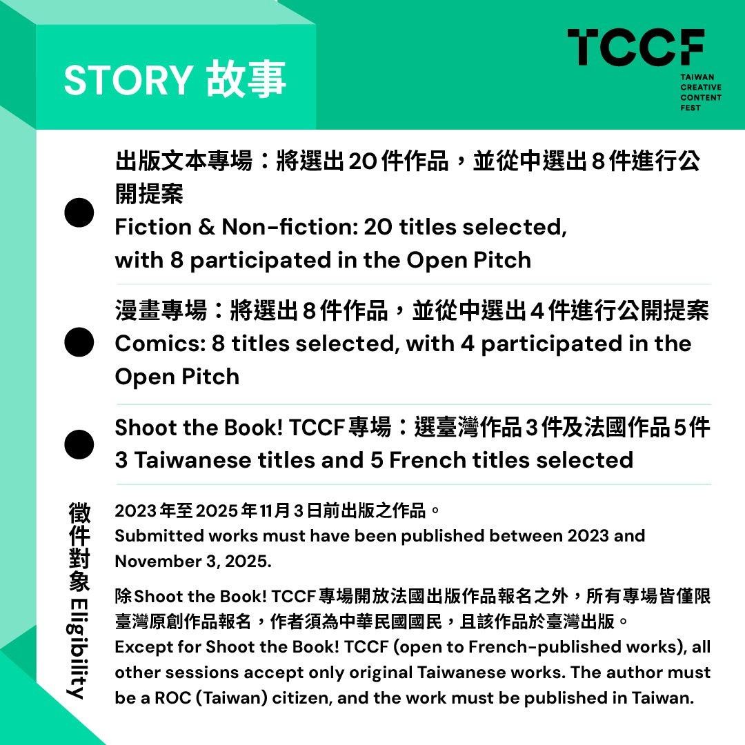 「2025 TCCF クリエイティブコンテンツフェスタ（Taiwan Creative Content Fest）」PITCHING関連情報