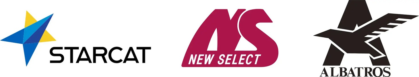左からスターキャット、ニューセレクト、アルバトロスのロゴ