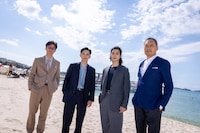 左から李相日、吉沢亮、横浜流星、渡辺謙