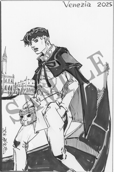 「岸辺露伴は動かない 懺悔室」入場者プレゼントとなる、荒木飛呂彦描き下ろしイラストカードのビジュアル