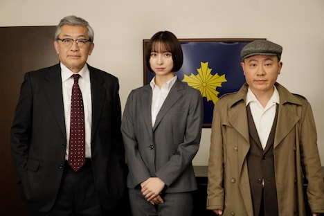 「日本統一 東京編」新キャスト。左から戸倉賢二役の大河内浩、鳥居杏役の篠田麻里子、浜田道夫役の二ノ宮隆太郎