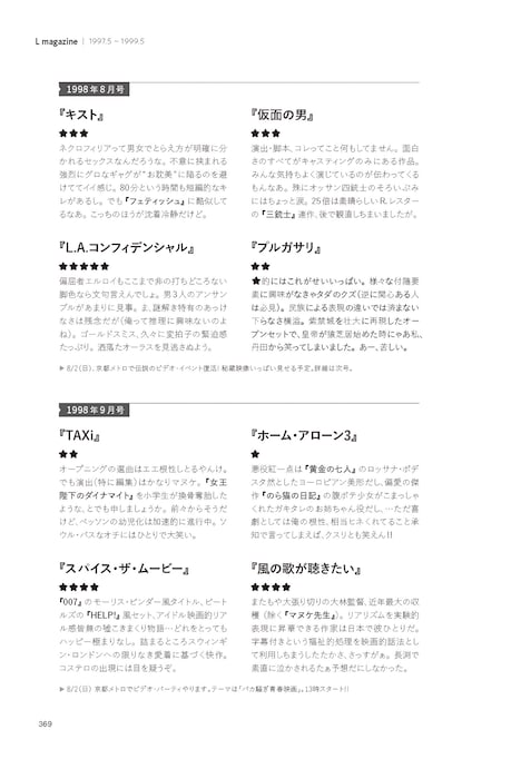 「1994-2024 ミルクマン斉藤レトロスペクティブ 京阪神エルマガジン社の映画評論集」中面