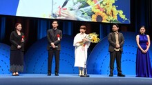 左から田端華子（編集）、吉沢亮（主演）、呉美保（監督）、今井彰人（出演）、忍足亜希子（出演）