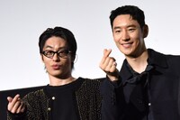 「脱走」ジャパンプレミアより、左からク・ギョファン、イ・ジェフン