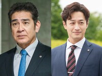ドラマ「能面検事」より、左から宇梶剛士演じる岬恭平、竹財輝之助演じる高峰仁誠