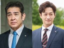 ドラマ「能面検事」より、左から宇梶剛士演じる岬恭平、竹財輝之助演じる高峰仁誠
