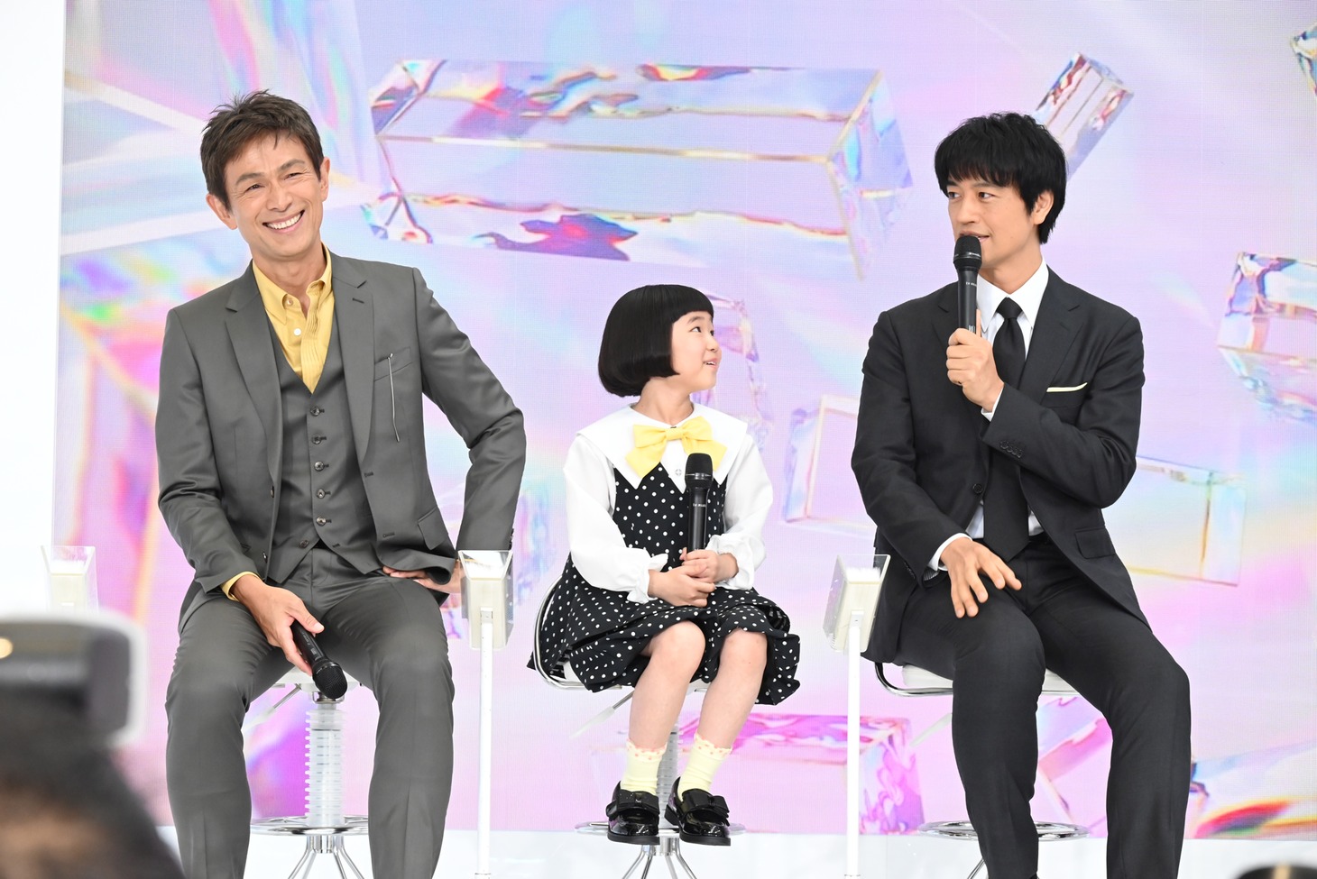 ドラマ「誘拐の日」に出演する（左から）江口洋介、永尾柚乃、斎藤工