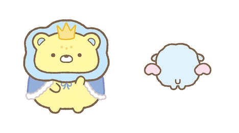 「映画 すみっコぐらし 空の王国とふたりのコ」新キャラクターのおうじ(左)と???(右)