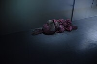 「着ぐるみに対する恐怖心」の展示より、放置された着ぐるみ