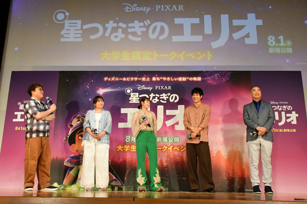 左からマユリカ中谷、野呂佳代、清野菜名、松山ケンイチ、野口聡一