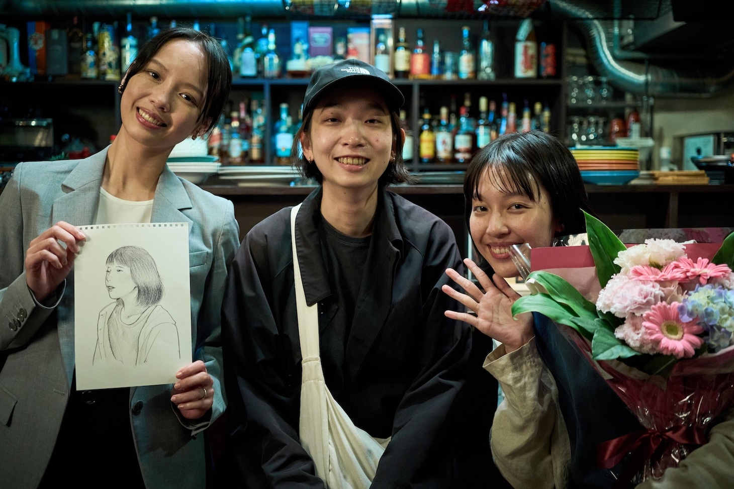 「メイメイ」撮影現場より。左から王渝屏（ワン・ユーピン）、蘇鈺淳（スー・ユチュン）、王渝萱（ワン・ユーシュエン）
