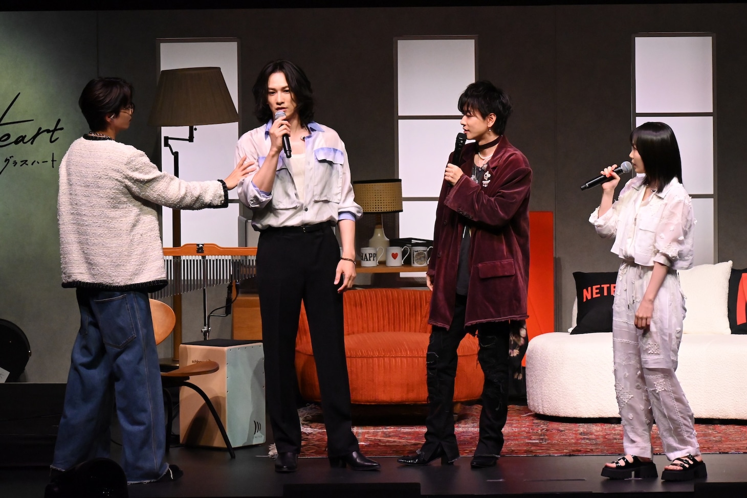 「グラスハート」世界最速試写会イベントの様子。町田啓太（中央左）の筋肉がすごいと話題に