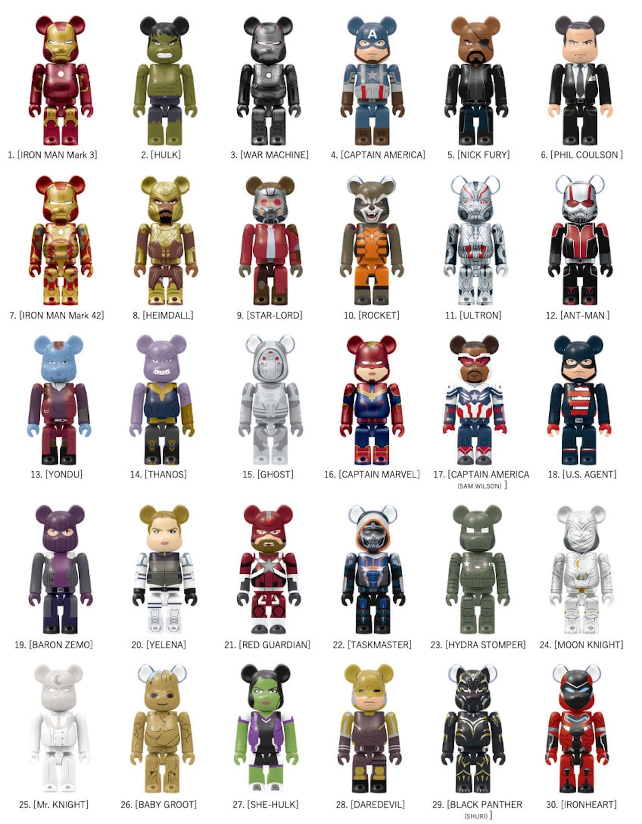 MARVEL - マーベル BE@RBRICK happyくじ ベアブリック賞  20種中19種 MARVEL STUDIOS / Happyくじ「BE@RBRICK」ベアブリック賞（全30