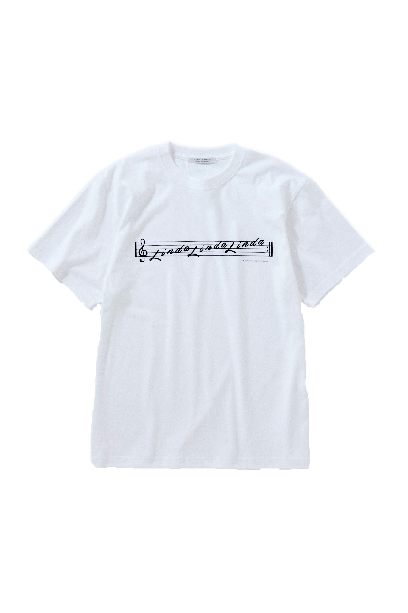 「リンダ リンダ リンダ 4K」とJOURNAL STANDARDによるコラボグッズのプリントTシャツホワイト（S・M・L・XL 各税込6930円）