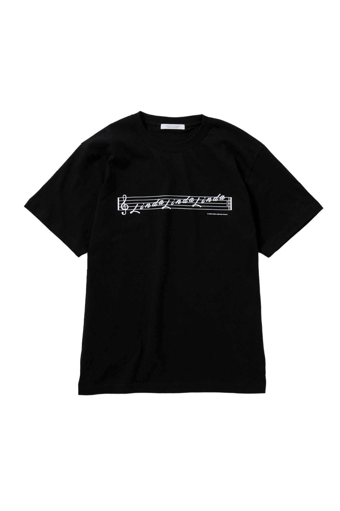 「リンダ リンダ リンダ 4K」とJOURNAL STANDARDによるコラボグッズのプリントTシャツブラック（S・M・L・XL 各税込6930円）