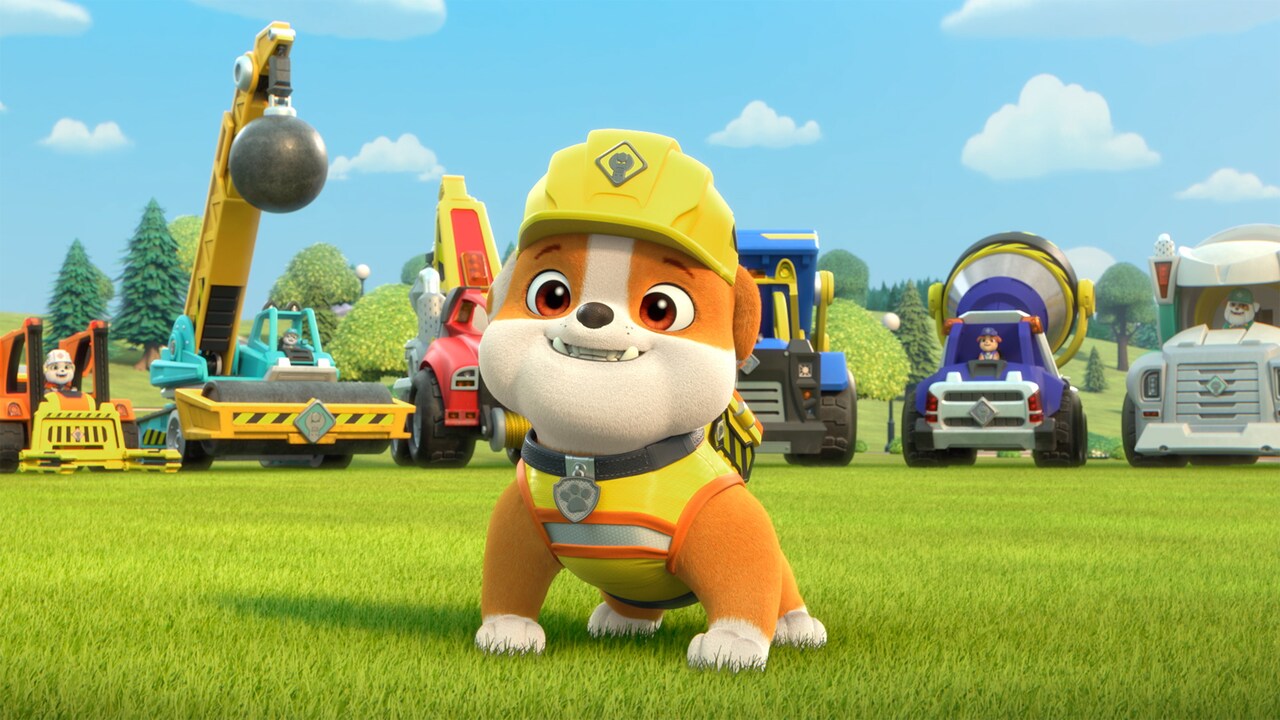 「ラブル＆クルー IN シアター」より、音楽と風呂、クルーのみんなと一緒に工事をするのが大好きなラブル。クルーブルドーザーを乗りこなす