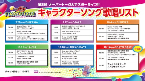 「仮面ライダーガヴ ファイナルステージ」会場ごとのキャラクターソング歌唱リスト