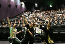 「純烈ドキュメンタリー 死ぬまで推すのか」公開記念舞台挨拶の様子