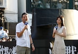 「沈黙の艦隊 北極海大海戦」船上イベントの様子。左から吉野耕平、上戸彩