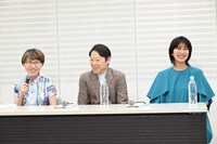 ネタバレ配慮に苦戦しながらトークする様子。左から大石静、阿部サダヲ、松たか子