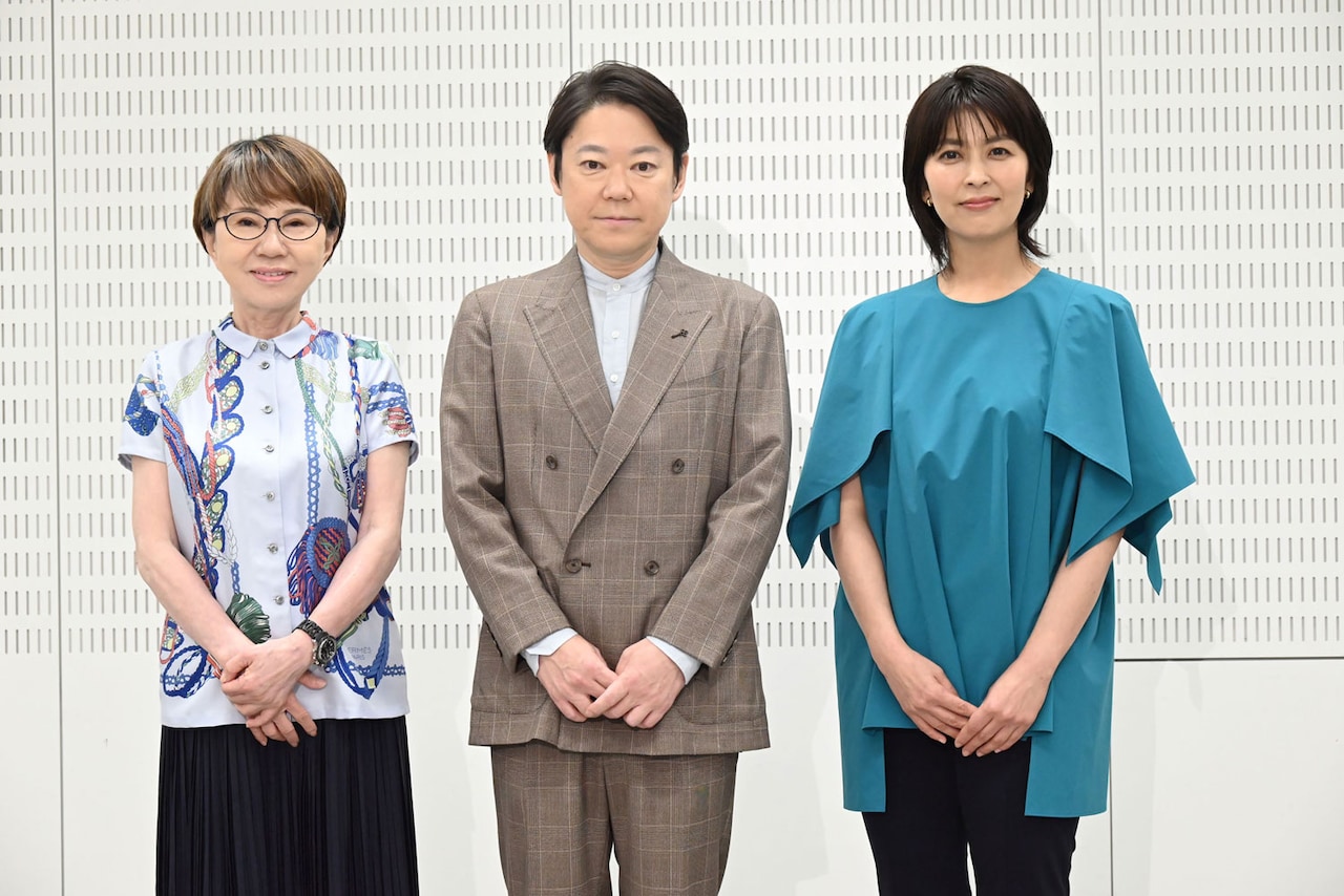 ドラマ「しあわせな結婚」最終回放送前の取材会にて、左から大石静、阿部サダヲ、松たか子
