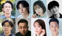 「推しの殺人」新キャスト。左上からテイ龍進、曽田陵介、なえなの、水間ロン、左下から田村健太郎、坪倉由幸、トラウデン直美、中村公隆
