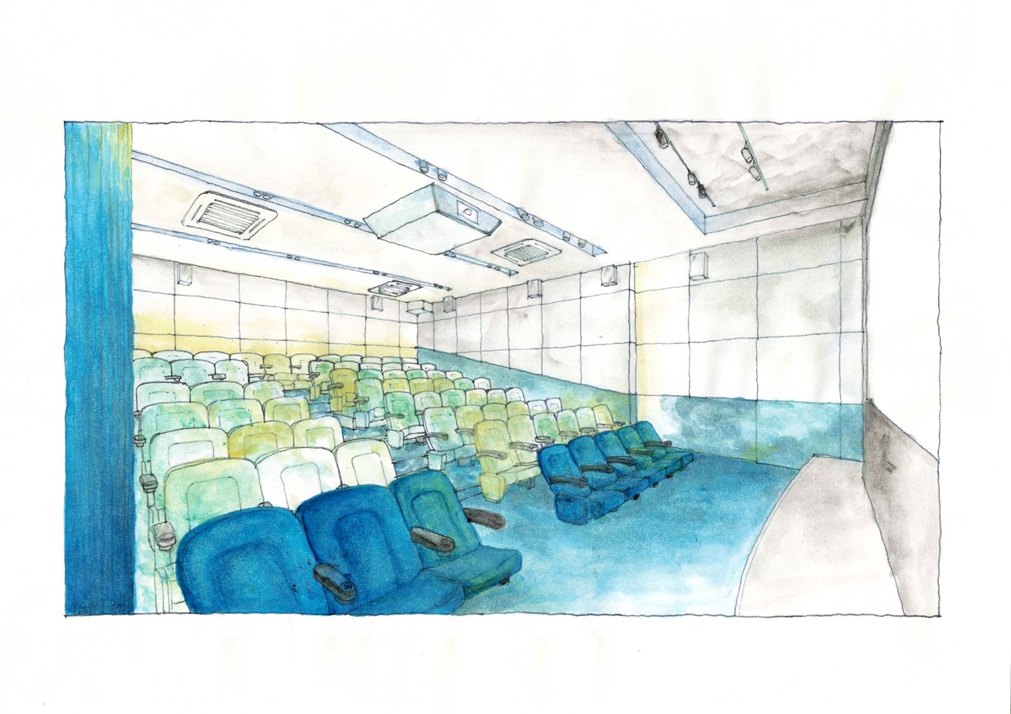 ロードショー・映画館サブスク制のハイブリッド型ミニシアター「CineMalice（シネマリス）」シアター2スケッチ